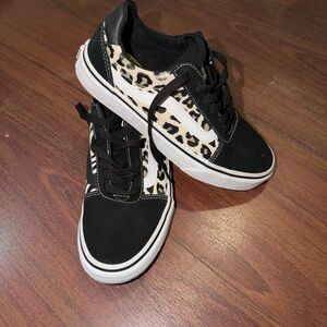 Vans Black and Animal Print Sneakers